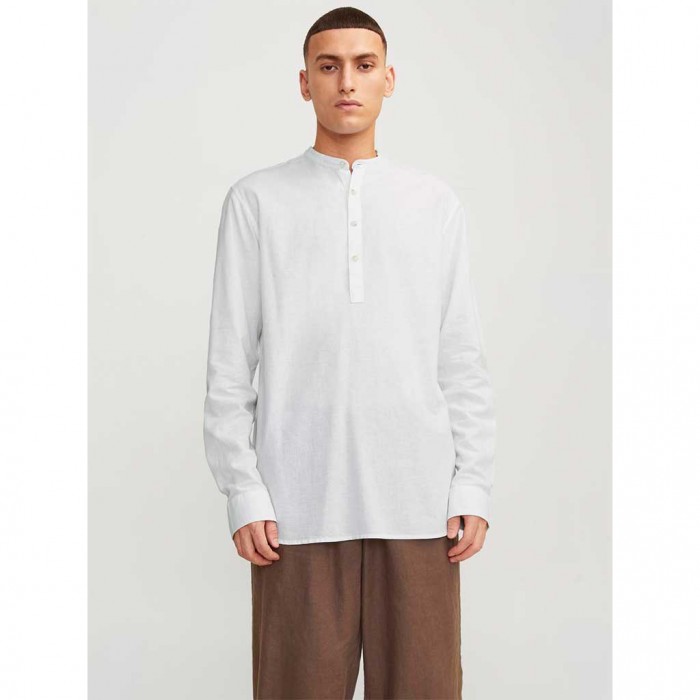 JACK & JONES JJESUMMER TUNIC LINEN BLEND SHIRT LS SN WHITE