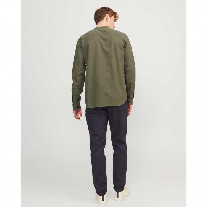 JACK & JONES  JJESUMMER TUNIC LINEN BLEND SHIRT LS SN GREEN