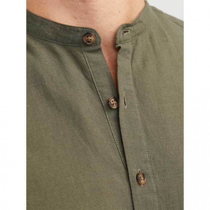 JACK & JONES  JJESUMMER TUNIC LINEN BLEND SHIRT LS SN GREEN