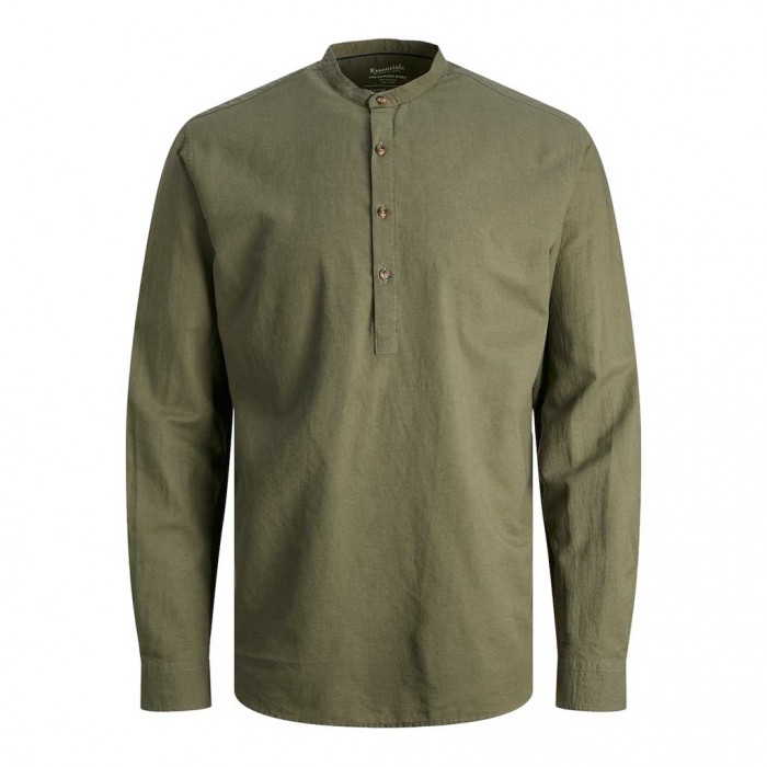 JACK & JONES  JJESUMMER TUNIC LINEN BLEND SHIRT LS SN GREEN