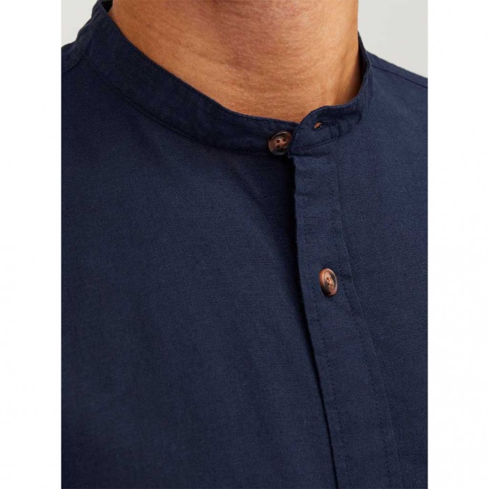 JACK & JONES  JJESUMMER BAND LINEN BLEND SHIRT LS SN BLUE