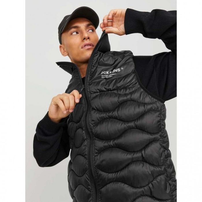 JACK & JONES QUILTED GILET BLACK