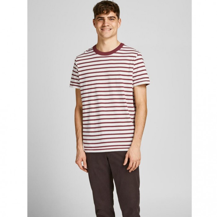 JACK & JONES JPRBLUMAURO SS STRIPE TEE CREW NECK RED