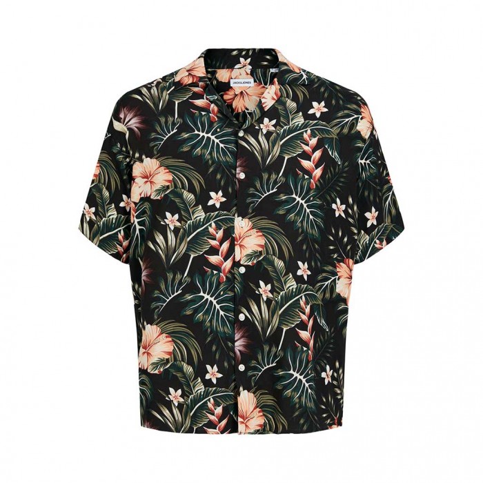 JACK & JONES  JJEJEFF RESORT FLORAL SHIRT SS SN BLACK