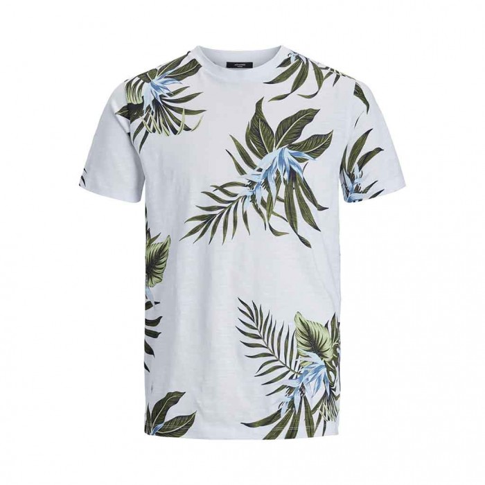 JACK & JONES JPRBLATROPIC AOP SS TEE CREW NECK SN WHITE