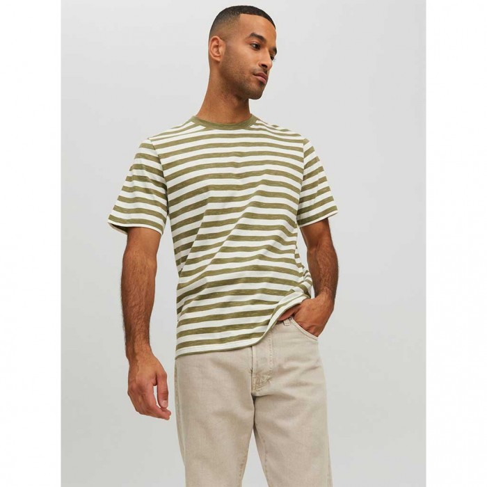 JACK & JONES  JORCRAYON STRIPE TEE SS CREW NECK GREEN