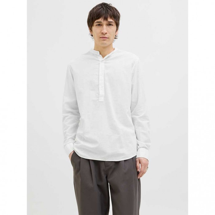 JACK & JONES JJBREEZE HALF PLACKET SHIRT LS WHITE