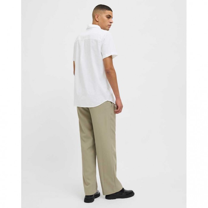 JACK & JONES  JJPIERRE SLUB SHIRT SS WHITE