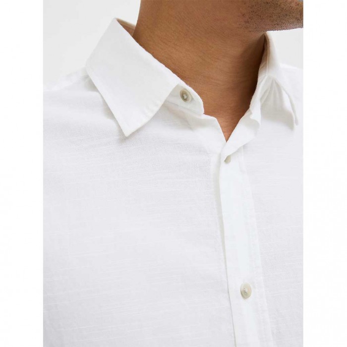 JACK & JONES  JJPIERRE SLUB SHIRT SS WHITE