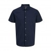 JACK & JONES JJPIERRE SLUB SHIRT SS BLUE