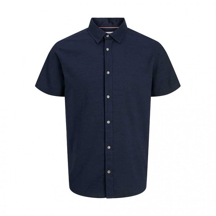 JACK & JONES JJPIERRE SLUB SHIRT SS BLUE