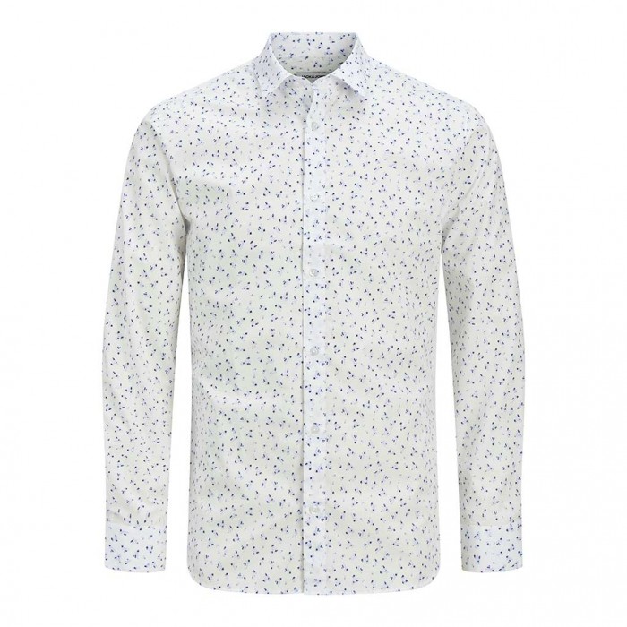 JACK & JONES  JJJOE PRINT SHIRT LS SS25 WHITE