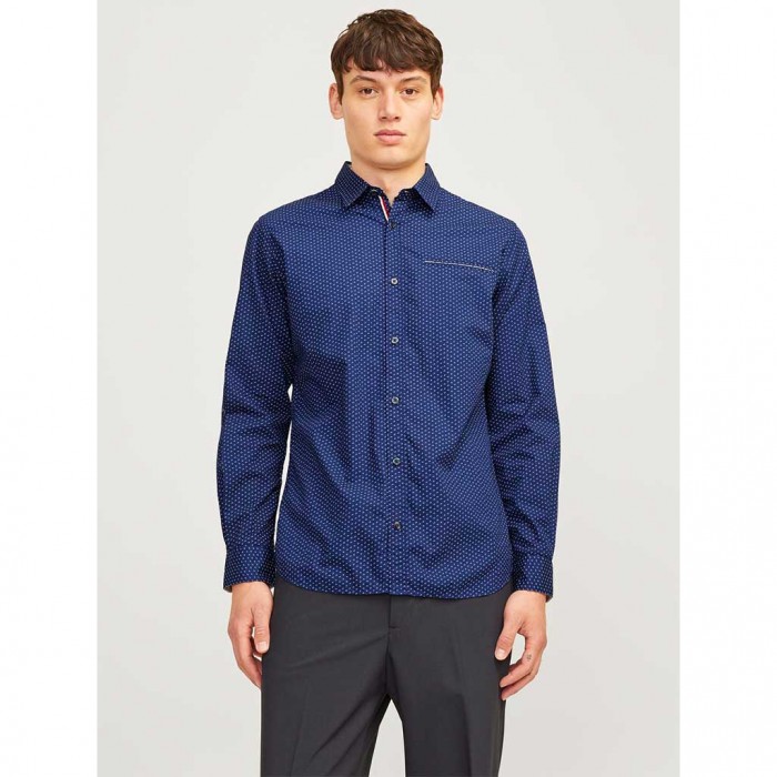 JACK & JONES  JJEREMY DETAIL SHIRT LS NOOS BLUE