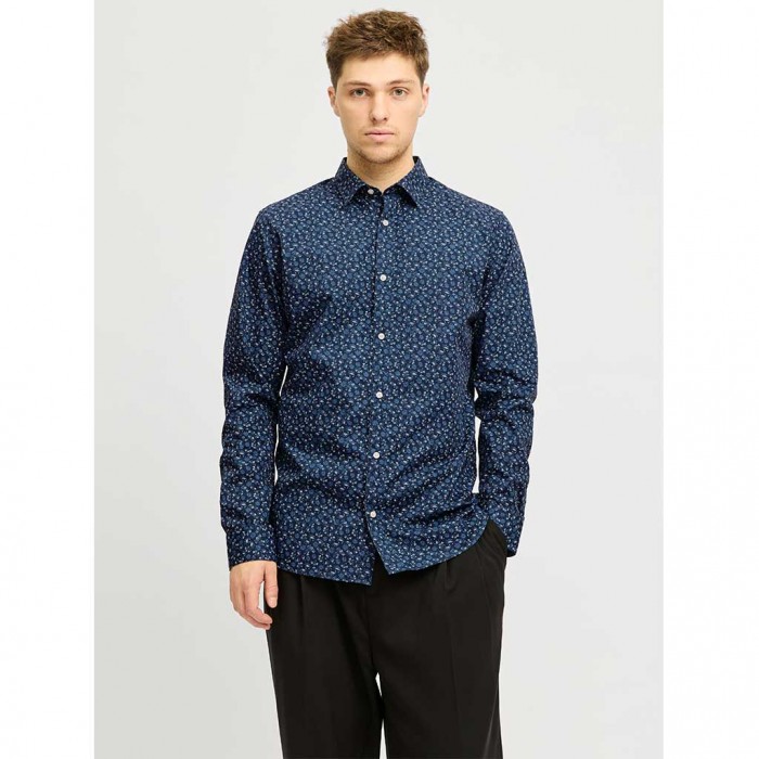 JACK & JONES JJJOE PRINT SHIRT LS SS25 BLUE