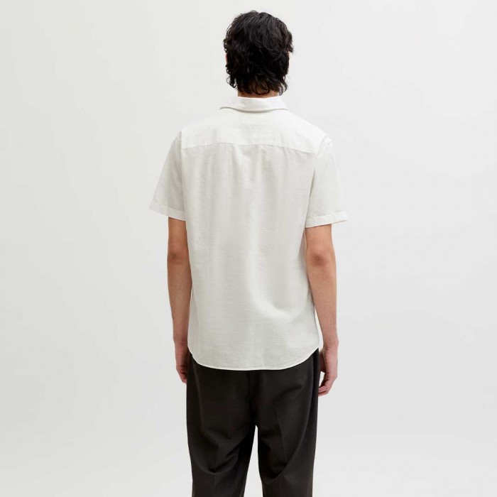 JACK & JONES JJEBREEZE LINEN BLEND SHIRT S/S SN WHITE