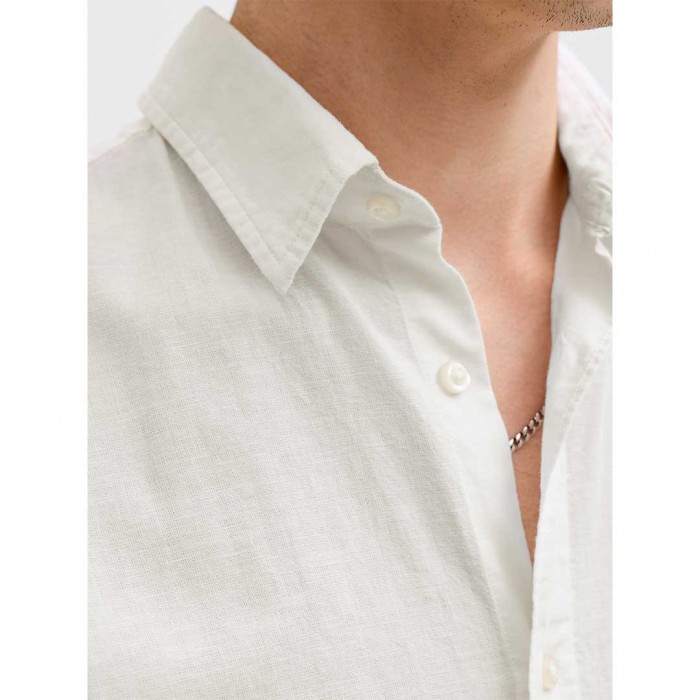 JACK & JONES JJEBREEZE LINEN BLEND SHIRT S/S SN WHITE