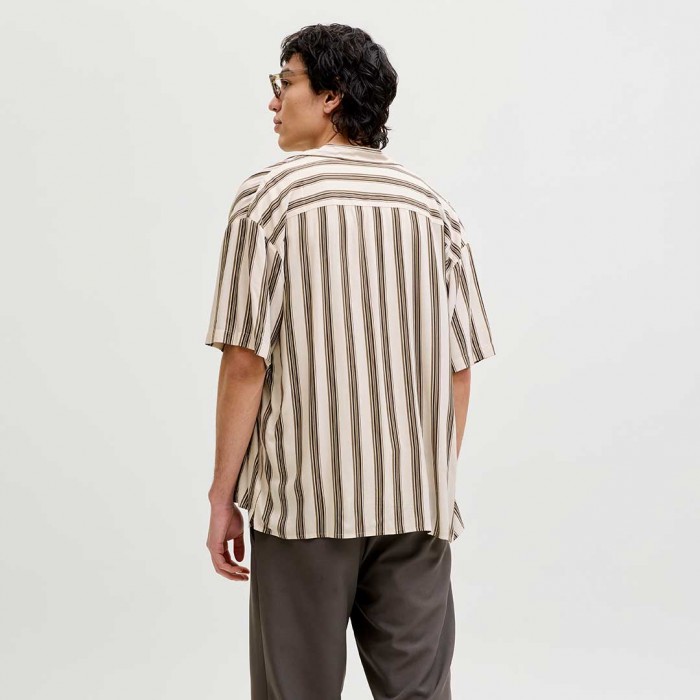 JACK & JONES JJEJEFF RESORT STRIPE SHIRT S/S SN BEIGE