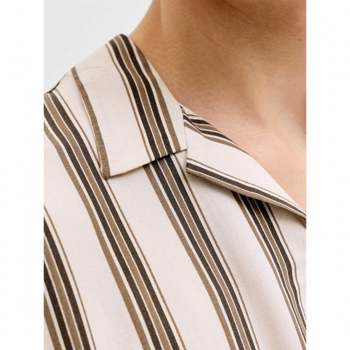 JACK & JONES JJEJEFF RESORT STRIPE SHIRT S/S SN BEIGE