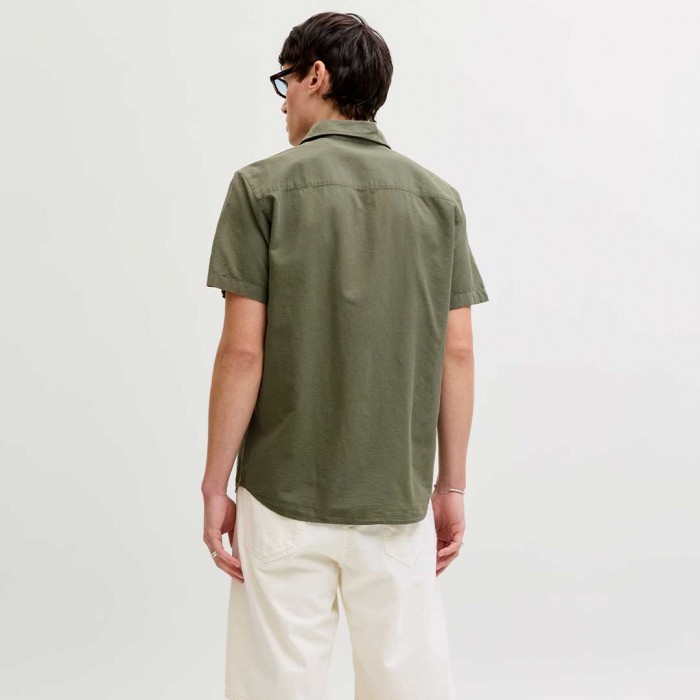 JACK & JONES JJEBREEZE LINEN BLEND SHIRT S/S SN OLIVE