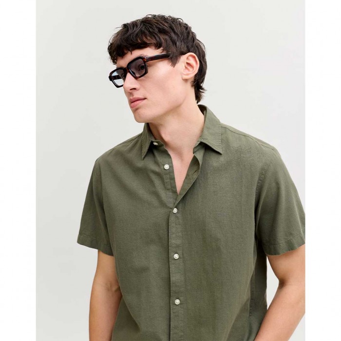 JACK & JONES JJEBREEZE LINEN BLEND SHIRT S/S SN OLIVE