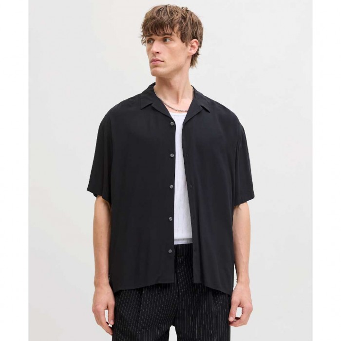 JACK & JONES JJEJEFF RESORT SOLID SHIRT SS SN BLACK