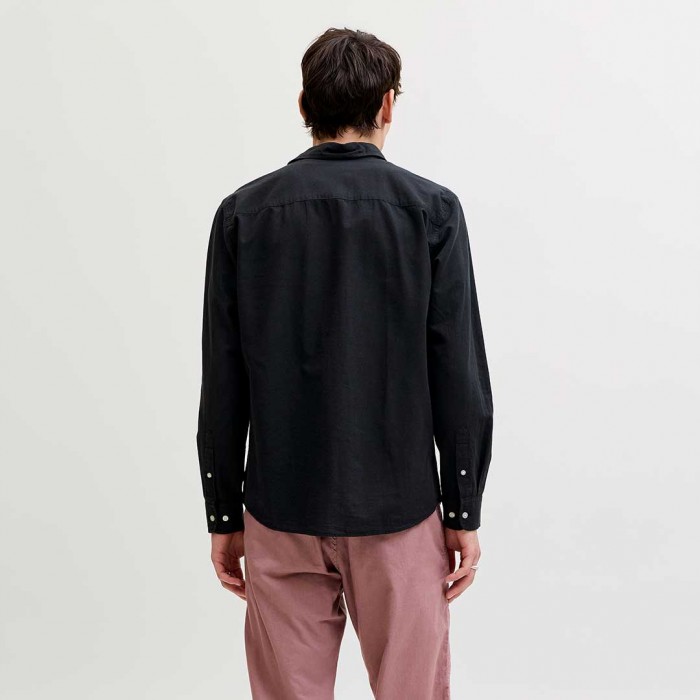 JACK & JONES JJEBREEZE LINEN BLEND SHIRT L/S SN BLACK