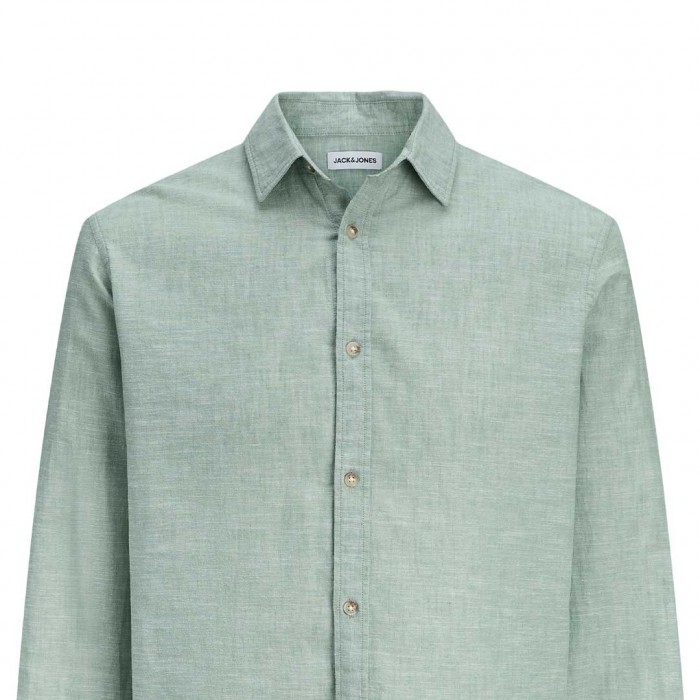 JACK & JONES JJESUMMER LINEN BLEND SHIRT L/S SN GREEN