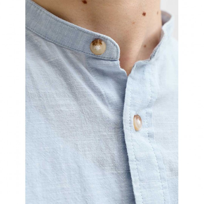 JACK & JONES JJESUMMER LINEN BLEND BAND SHIRT L/S SN CELESTIAL BLUE
