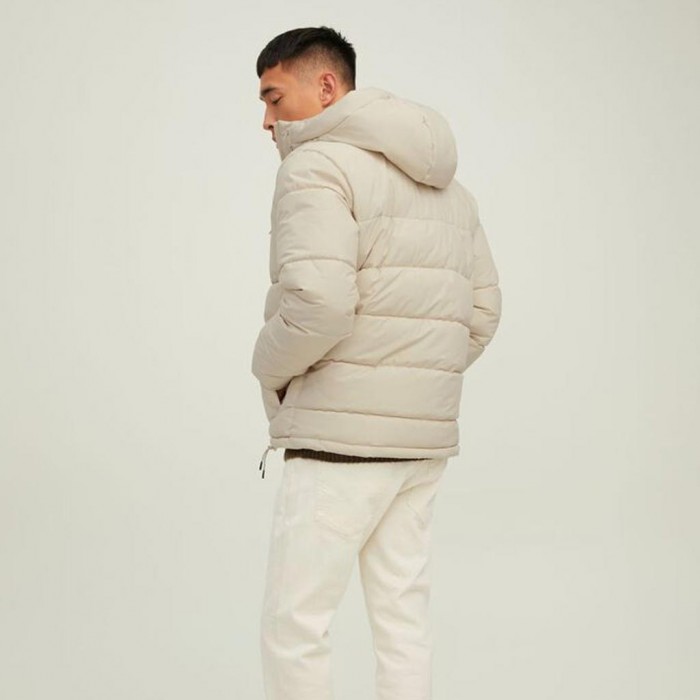 JACK & JONES HOODED PUFFER JACKET WHITE / MOONBEAM