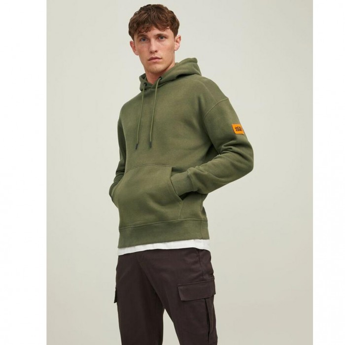 JACK & JONES KANGAROO POCKET HOODIE GREEN / FOUR LEAF CLOVER