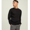 JACK & JONES TEXTURED KNITTED PULLOVER BLACK