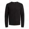 JACK & JONES TEXTURED KNITTED PULLOVER BLACK