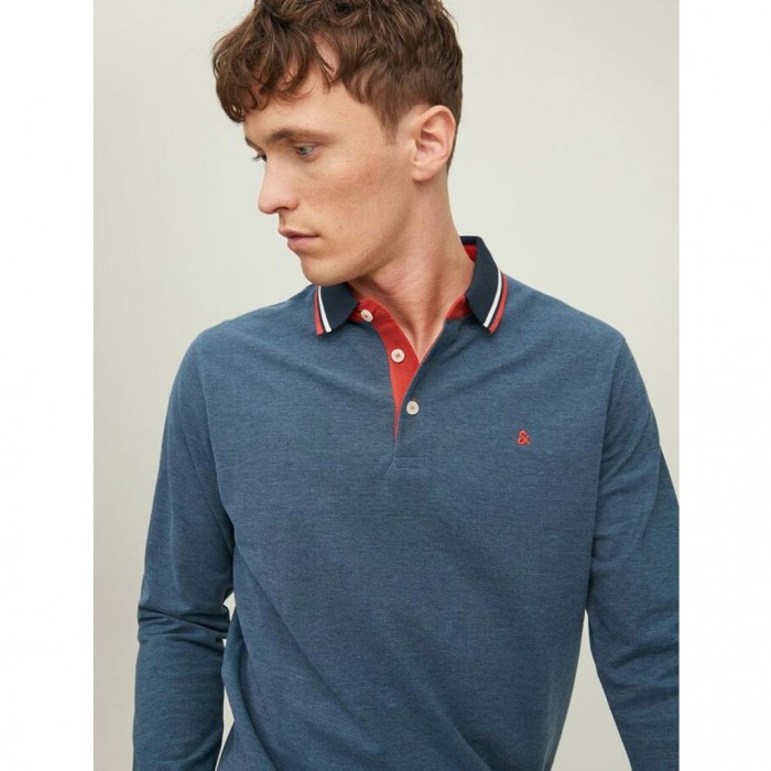 JACK & JONES PAULOS LONG-SLEEVED POLO BLUE / DENIM BLUE