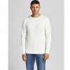 JACK & JONES RIBBED CREW NECK KNITTED PULLOVER WHITE