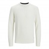 JACK & JONES RIBBED CREW NECK KNITTED PULLOVER WHITE