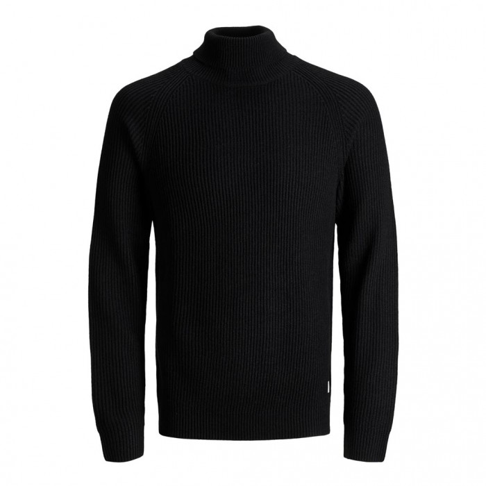 JACK & JONES JJPANNEL KNIT ROLL NECK PRE BLACK