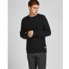 JACK & JONES RIBBED CREW NECK KNITTED PULLOVER BLACK