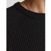 JACK & JONES RIBBED CREW NECK KNITTED PULLOVER BLACK