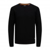 JACK & JONES RIBBED CREW NECK KNITTED PULLOVER BLACK