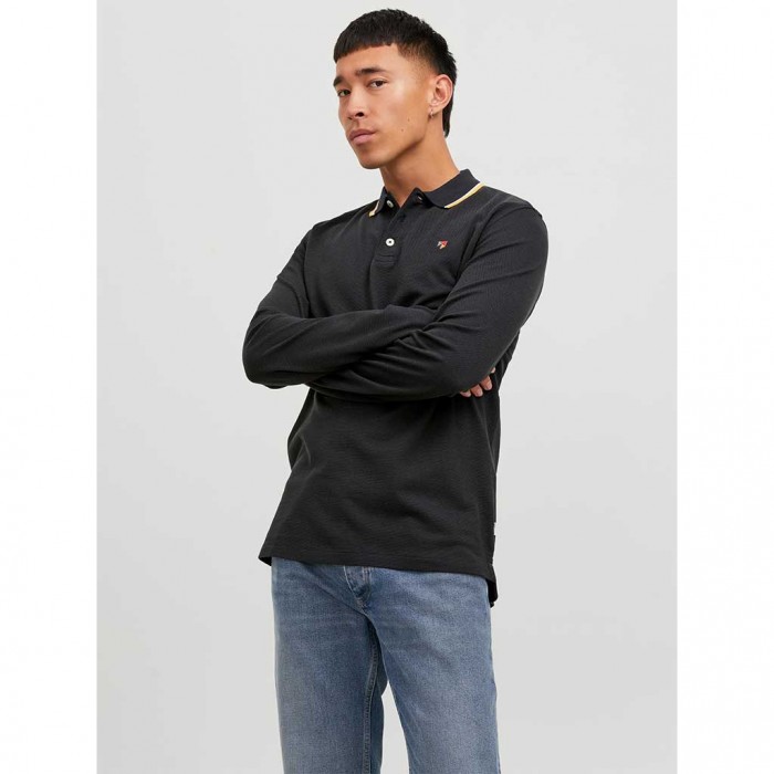 JACK & JONES  JPRBLUWIN POLO LS BLACK