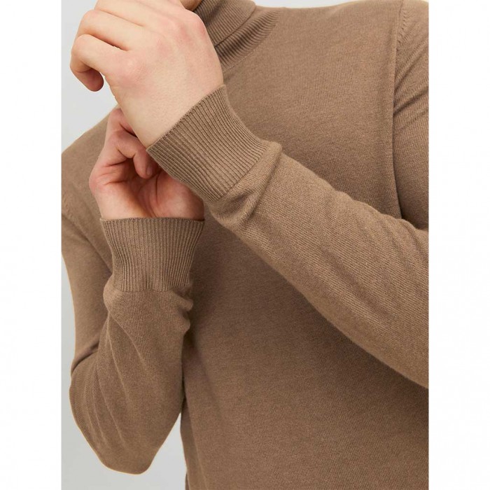 JACK & JONES JJEEMIL KNIT ROLL NECK NOOS BROWN