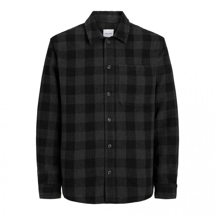 JACK & JONES  JJZAC HEAVY BRUSHED OVERSHIRT LS BLACK/GRAY