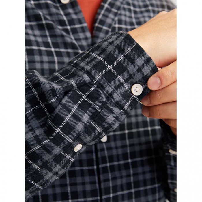 JACK & JONES JORJOSHUA FLANNEL CHECK SHIRT LS LN BLACK