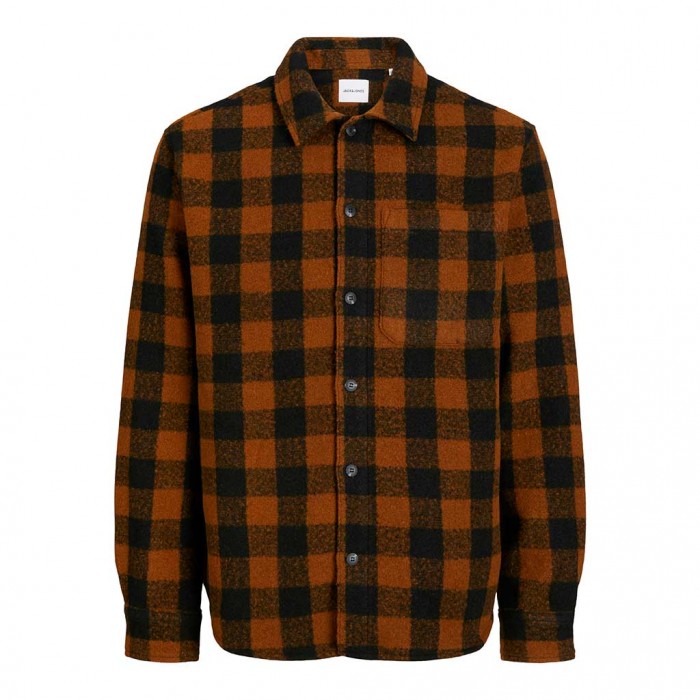 JACK & JONES JJZAC HEAVY BRUSHED OVERSHIRT LS BLACK/BROWN