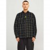 JACK & JONES JCOTHEO CORDUROY CHECK OVERSHIRT LS BLACK/GREEN