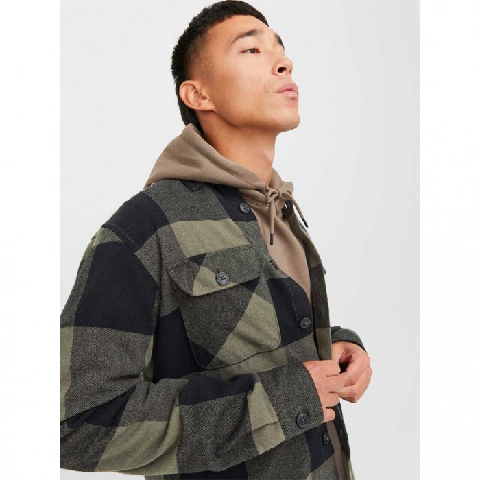 JACK & JONES  JJEDARREN OVERSHIRT LS NOOS GREEN/BLACK