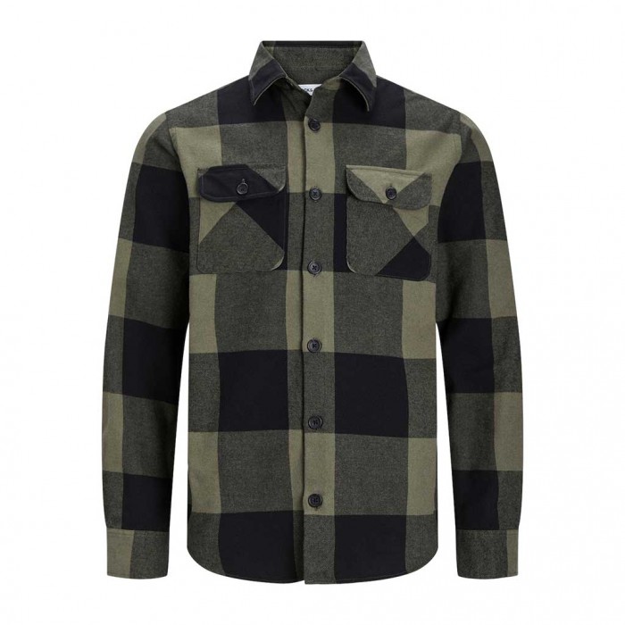 JACK & JONES  JJEDARREN OVERSHIRT LS NOOS GREEN/BLACK