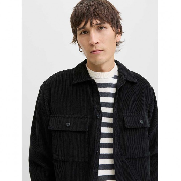 JACK & JONES JJEPERFECT CORDUROY OVERSHIRT LS SN BLACK