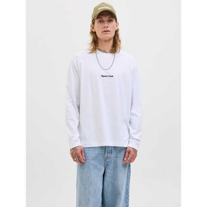 JACK & JONES JORNORREBRO EMB TEE LS CREW NECK WHITE
