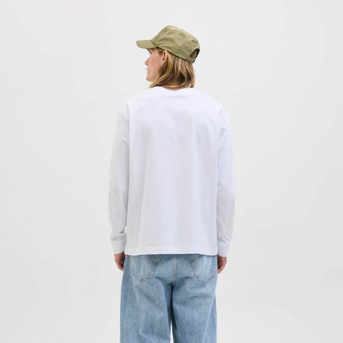 JACK & JONES JORNORREBRO EMB TEE LS CREW NECK WHITE